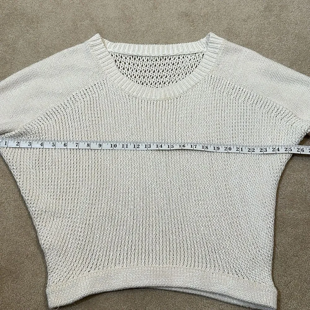 VPL Off White Cable Knit Short Sleeve Oversized Women Sweater Size Small